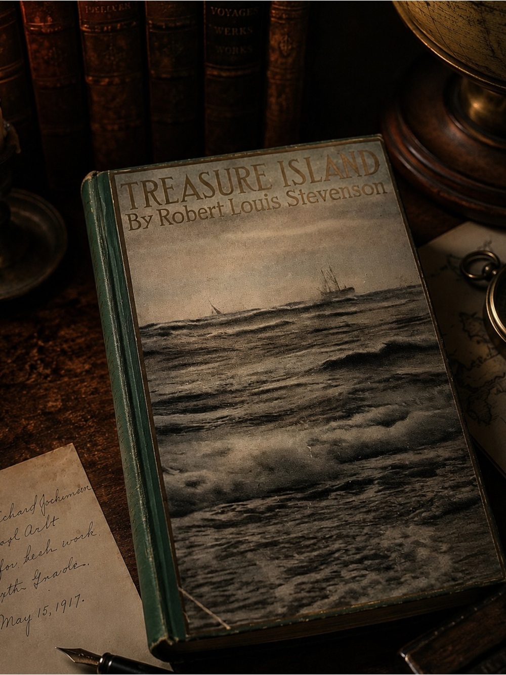 1917 Treasure Island Robert Louis Stevenson Antique Hardcover Presentation Copy